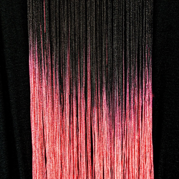 Karina Grimaldi Black + Pink Fringe Dress | Size S | NWT - Picture 5 of 5